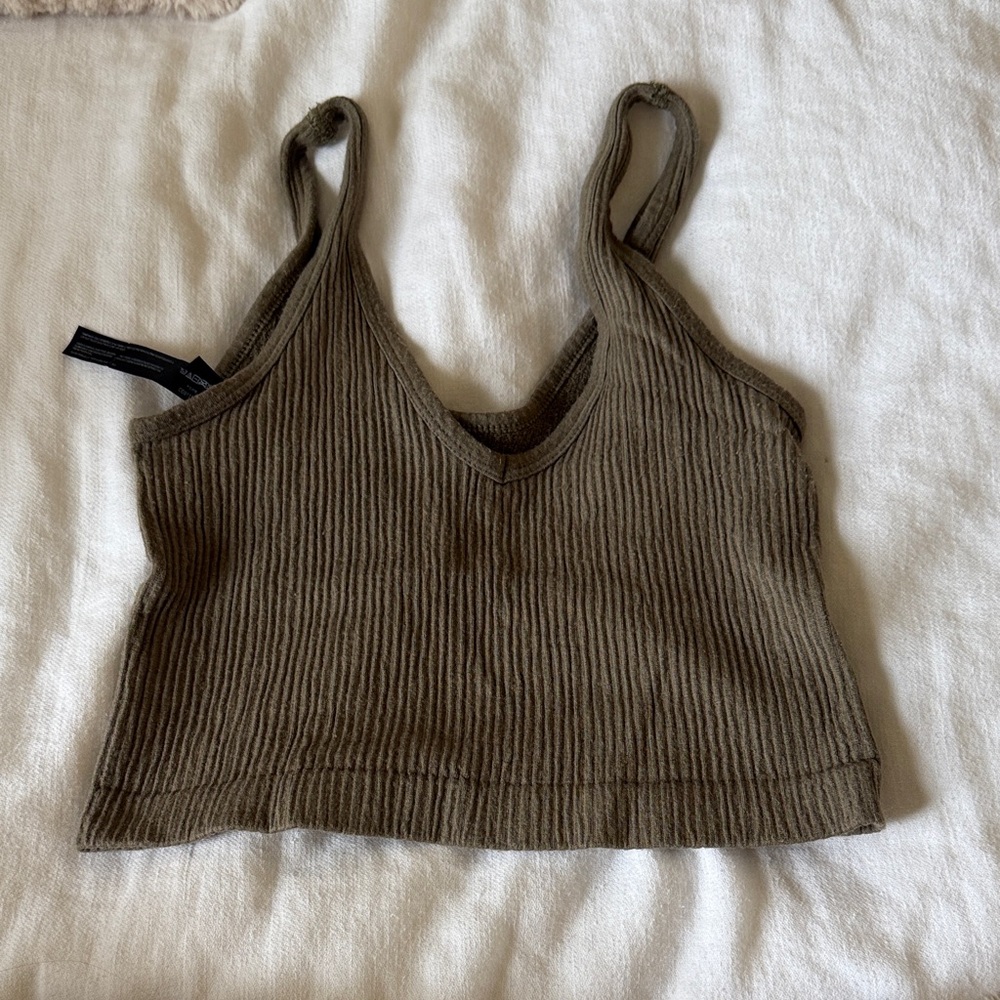 Urban Outfitters Olive Ribbed Tank Top